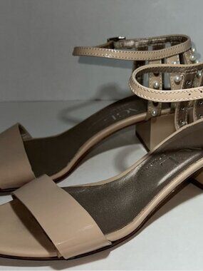 Attilio Giusti Leombruni Boule Pearly Bead Ankle Strap Block Heel Dust Rose